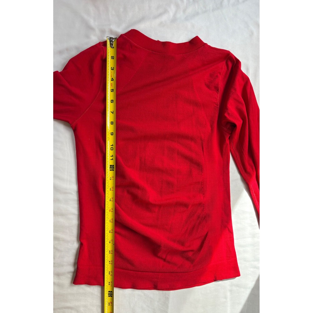 Athleta Speedlight Long Sleeve Top Red Mesh Knit Athletic Shirt Medium S/828581 - Picture 3 of 5